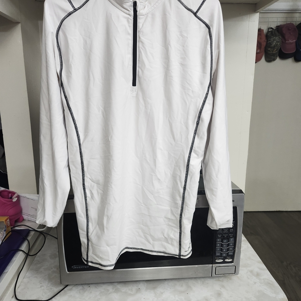 BCG White Long Sleeve Rash Guard with Black Accents